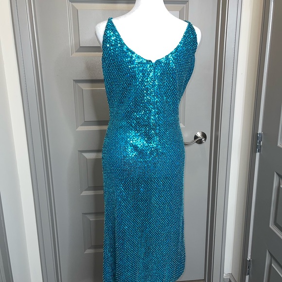 GENE SHELLY'S Elegant Teal Sequin Dress - Picture 13 of 13
